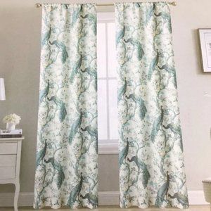 Laura Ashley Belvedere Peacock 6 Window Curtain Panels 3 Sets Blue Turquoise 84"